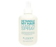 Eleven detangle leave-in spray bottle, clear liquid, white label, 250 ml