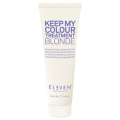 Blonde hair color treatment tube, white squeeze bottle with Keep My Colour text