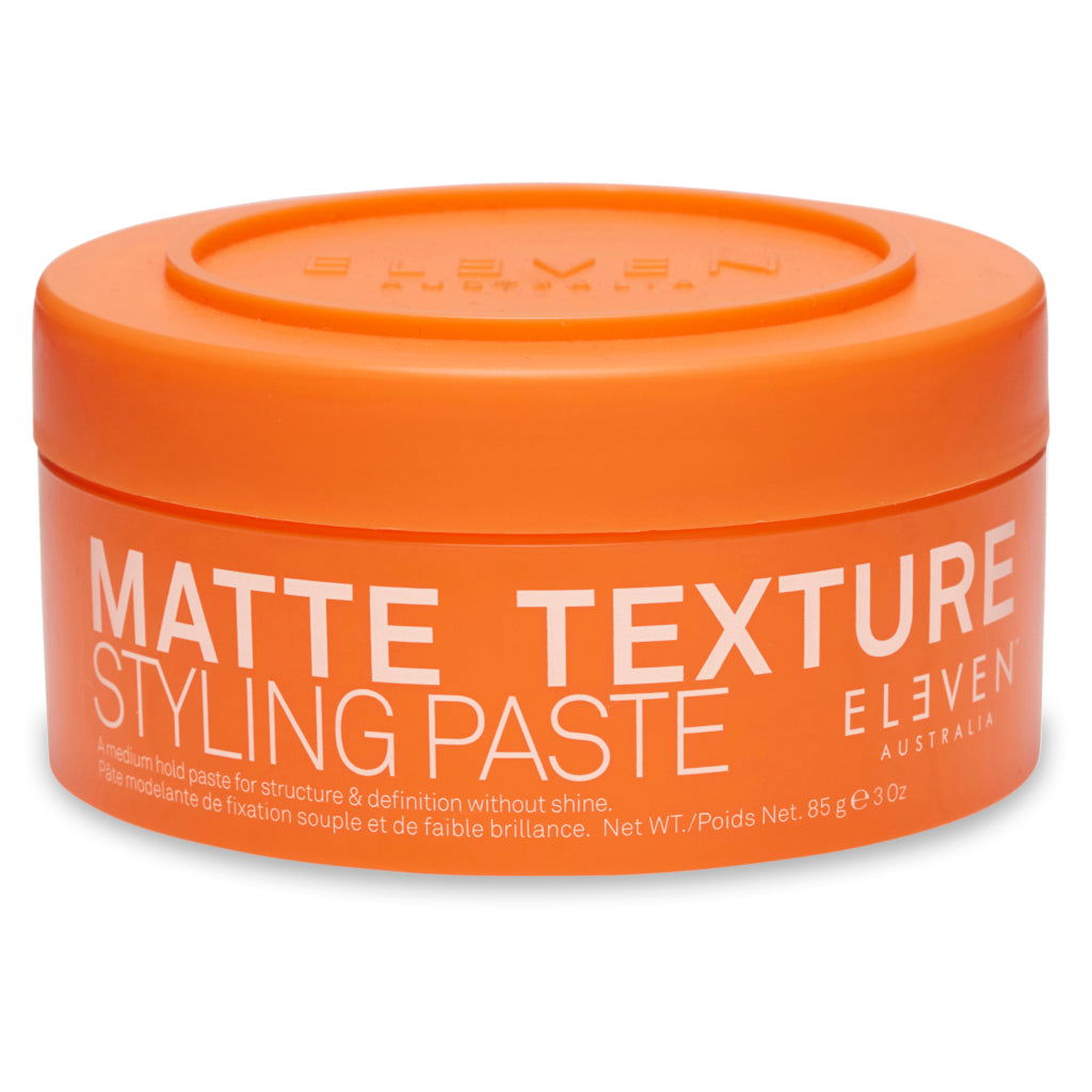 Hair styling paste jar, matte texture, orange lid, 85 g