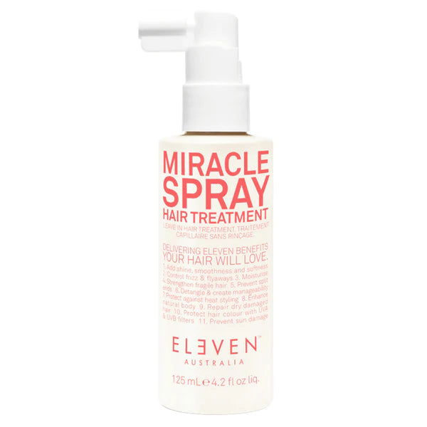 Eleven Australia Miracle Spray hair treatment bottle with white pump, 125 ml