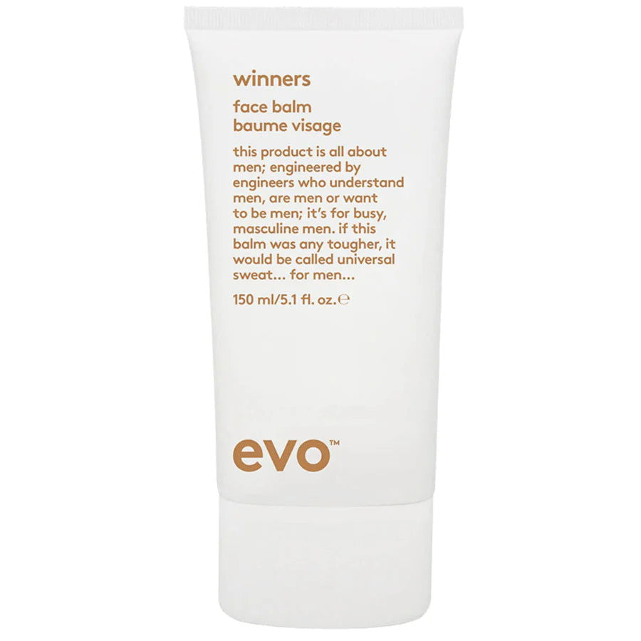 Evo Winners face balm 150 ml tube, white with orange logo text