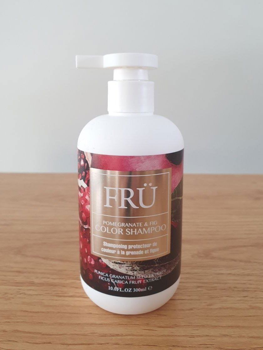 FRÜ color shampoo bottle with white pump, pomegranate & fig, 300 ml