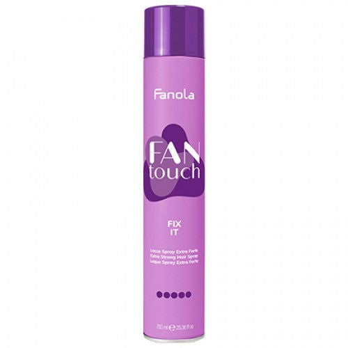 Fanola Fan Touch Fix It hairspray bottle, purple