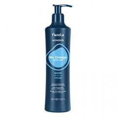 Fanola Wonder No Orange hair mask bottle, dark blue with pump dispenser