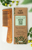 Oil-treated Kacchi Neem wood comb with fine teeth, nat habit packaging shown
