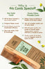 Neem-wood fine-tooth comb and product box, teeth facing left