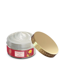 Radiance Renewal body cream jar with white cream and gold flip-top lid