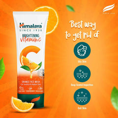 Himalaya Brightening Vitamin C orange face wash tube with green base label