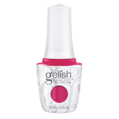 GELISH gel polish bottle with white cap and pink fuchsia polish label