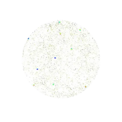 Gold glitter nail gel polish swatch circle with multicolor specks