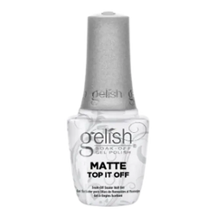 Matte top coat nail polish bottle with white cap, labeled 'MATTE TOP IT OFF'.