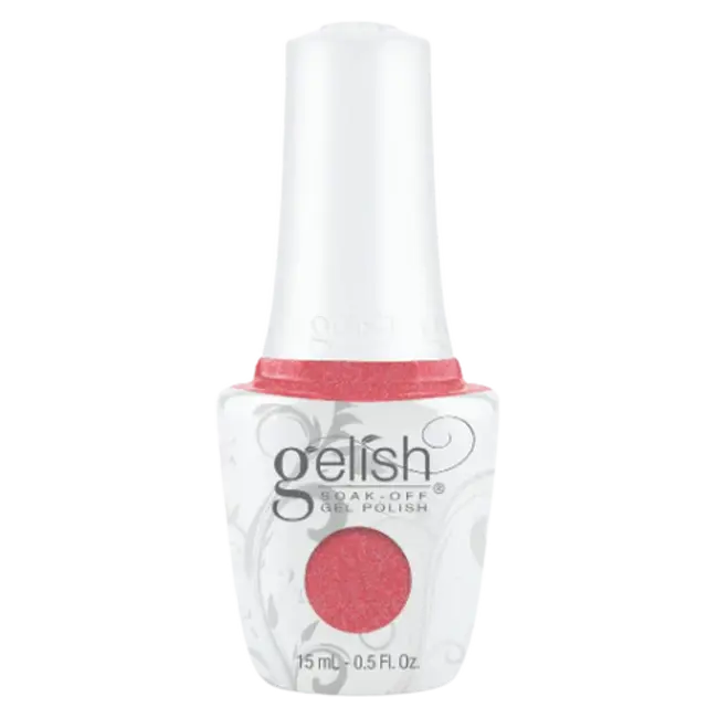 Pink gel nail polish bottle with white cap, 15 mL