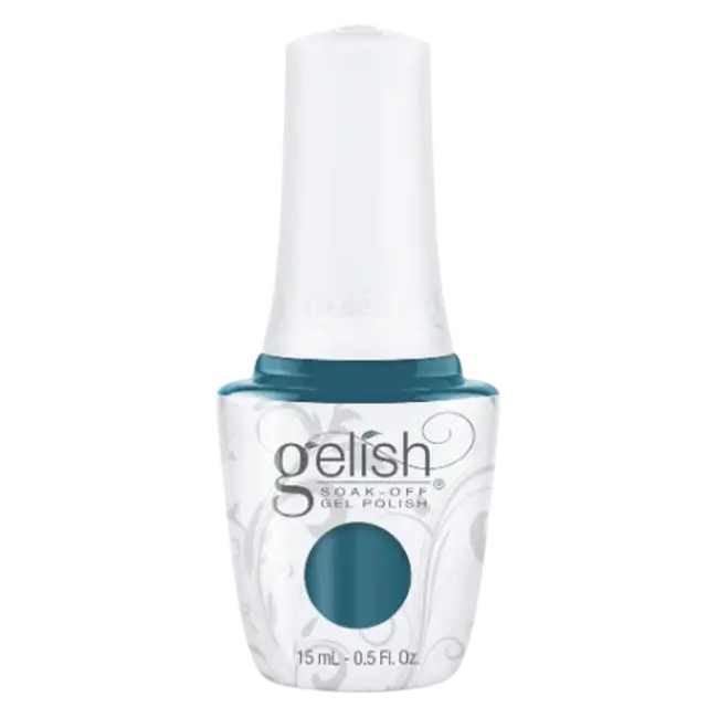 Gel polish bottle with teal cap and teal color, 15 mL (0.5 fl oz)