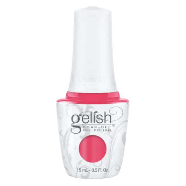GELISH PASSION gel polish bottle, clear bottle with pink cap and pink polish