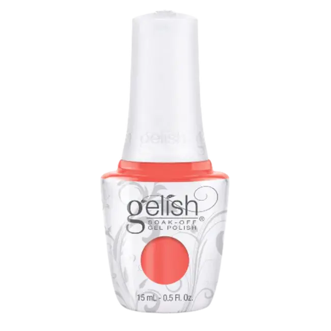 Gel polish bottle in coral red, 15 mL
