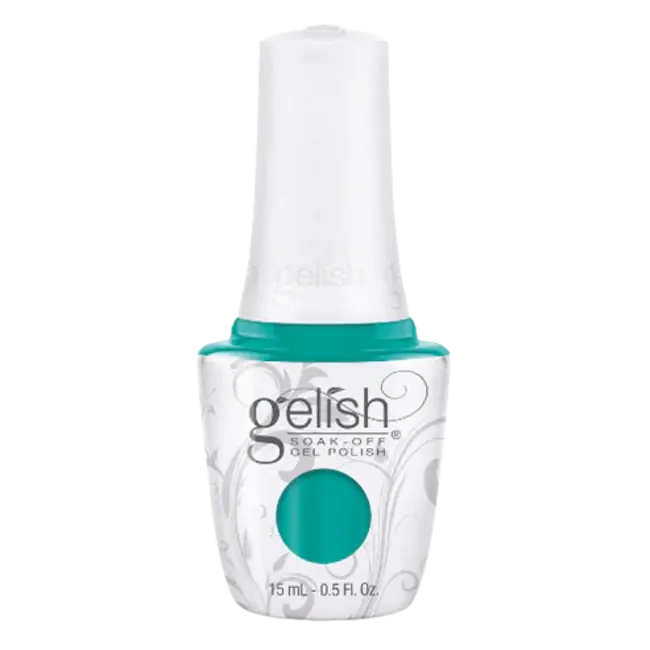 Gel nail polish bottle with teal shade, 15 mL Soak-Off gel