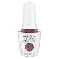 Gelish gel polish bottle, white cap, burgundy shimmer gel, 15 mL