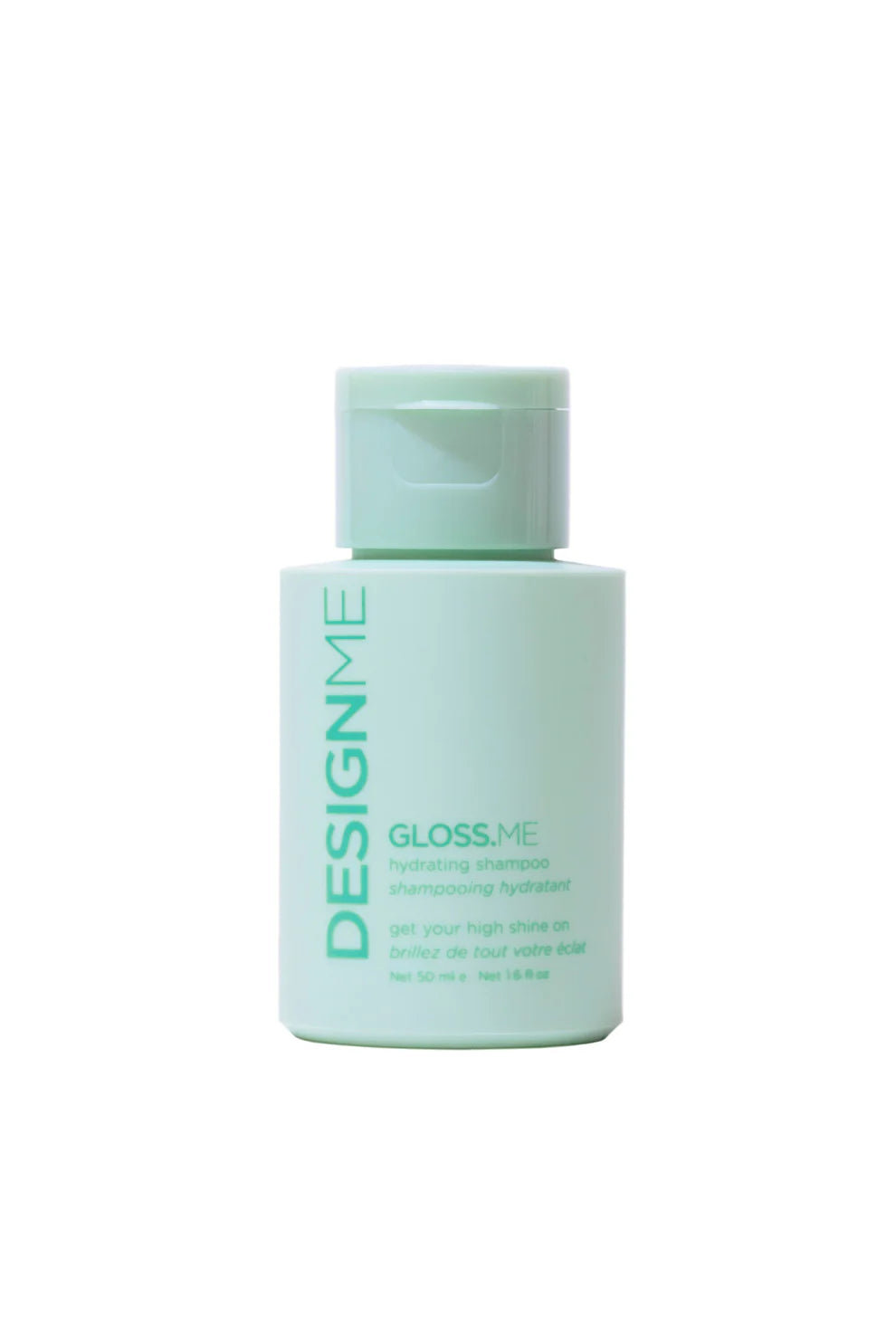 Mint hydrating shampoo bottle with pump-style cap, DesignMe Gloss Me