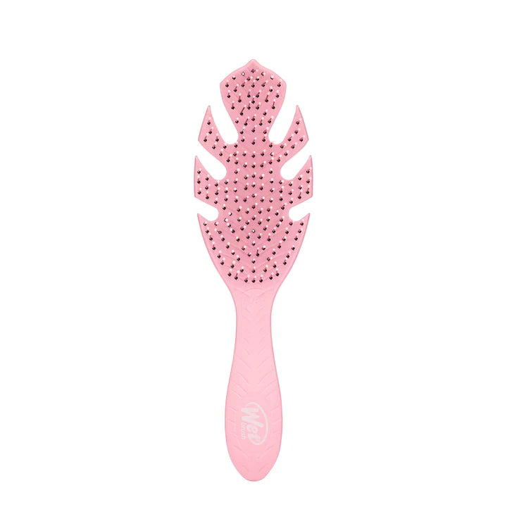 Pink detangling hair brush with silicone bristle tips and comfort handle