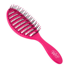 Pink Wet Speed Dry hair brush with curved handle and black bristle pins