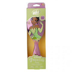 Wet Disney Princess Tiana detangler hair brush retail box with shown paddle brush
