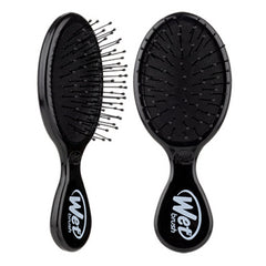 Black mini detangling hair brush with flexible bristles and Wet Brush logo