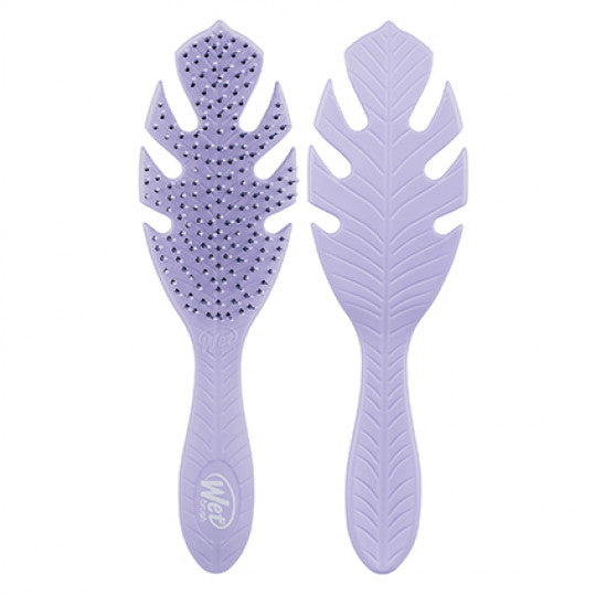 Wet Brush Go Green detangler brush with lavender leaf-shaped paddle bristles