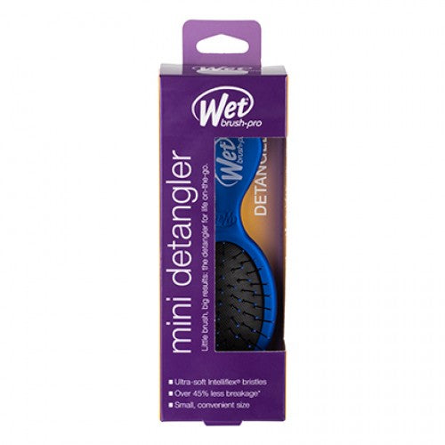 Wet Brush Pro Mini detangler hair brush, royal blue handle and black bristles