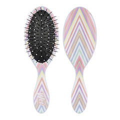 Kids detangler hair brush with pastel chevron handle and round black bristle head