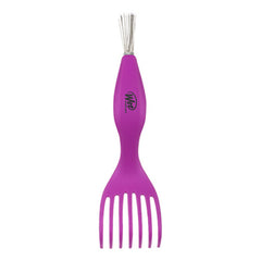 Purple brush cleaner tool with comb-like tines on handle
