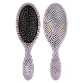 Purple detangling hair brush with oval cushioned pad and short pins
