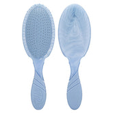 Blue oval detangling hair brush with flexible bristle cushion pad