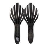 Black curl detangler hair brush with flexible prongs and textured grip handle