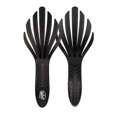 Black curl detangler hair brush with flexible prongs and textured grip handle