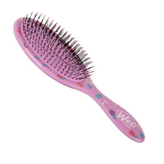 Pink Wet Brush detangling paddle brush with curved handle and black bristle pins
