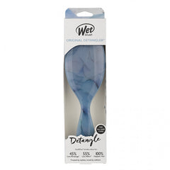 Wet Brush Detangler hair brush on retail box, blue patterned handle