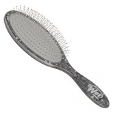 Diamond detangler hair brush with cushioned pad and white-tipped pins, gray speckled handle