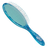 Blue oval hair detangler brush with fine bristles