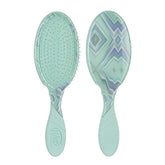 Cyan pearlescent paddle hair brush with oval head and flexible bristles