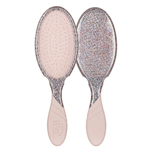 WetBrush Pro detangling hair brushes, blush pink handles and glittered oval backs