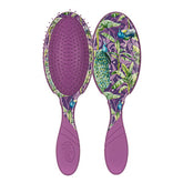 Hair detangling brush set, purple peacock tropical print back pads