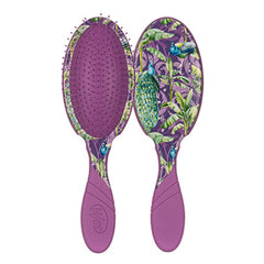 Hair detangling brush set, purple peacock tropical print back pads