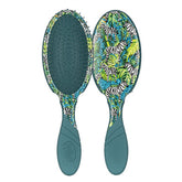 Wet Brush Pro detangler set with zebra tropical pattern oval brush, teal handle, two pieces