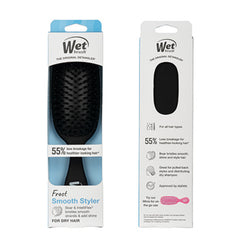 Wet Brush Frost Smooth Styler detangler brush box, black brush shown on front and back labels