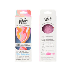 Wet brush mini detangler limited edition package with pink brush illustration