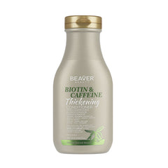 Beaver Beauty biotin & caffeine thickening conditioner bottle, beige with gold cap