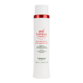 White anti-hair-loss shampoo bottle with red band and front label, 300 ml