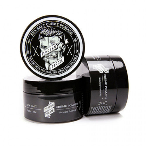 Sea salt creme pomade jar and container, black with label and lid