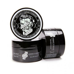 Sea salt creme pomade jar and container, black with label and lid