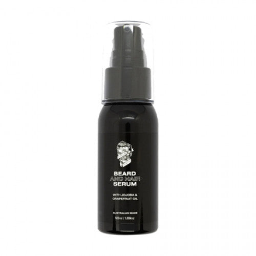 Black beard and hair serum bottle with spray pump, 50 ml